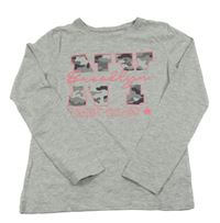 Šedé melírované triko s nápisem Primark