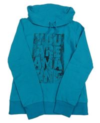 Tyrkysová mikina s nápisom a komínovým golierom Someone