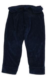 Tmavomodré zamatové nohavice s volánikmi George