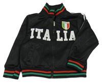 Čierna prepínaci športová mikina s nápisom a prúžkami