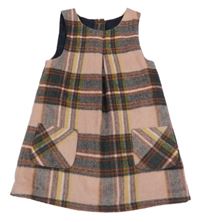 Svetloružová -farebné kockované vlnené šaty Nutmeg