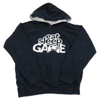 Tmavomodrá mikina s nápisom a kapucňou Awdis