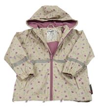 Béžová nepromokavá jarná bunda s listami a kapucňou Lupilu