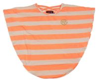 Neónově ružovo-biela plážová tunika s nápisom