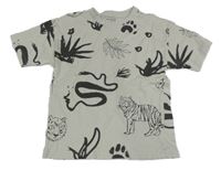 Béžové tričko so zvieratkami Reserved