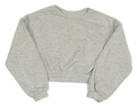 Sivá melírovaná crop mikina s nápisom H&M