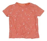 Ružové srdiečkované tričko s řasením S. Oliver