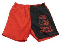 Červeno-čierne plážové kraťasy so Star Wars