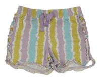 Farebné pruhované bavlnené kraťasy s volánikmi Seasons