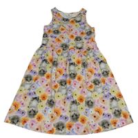 Farebné kvetované bavlnené šaty s kočičkami H&M