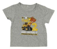 Sivé melírované tričko s bágrom