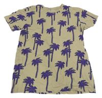 Béžové tričko s palmami Primark
