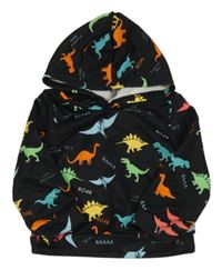 Čierna mikina s dinosaurami a kapucňou Shein