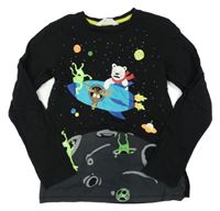 Černé triko s vesmírem a zvířátky H&M