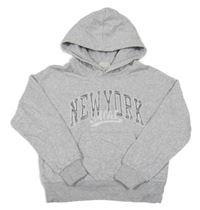 Sivá melírovaná crop mikina s nápisom a kapucňou H&M