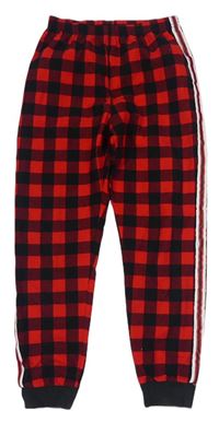 Čierno-červené kockované flanelové domáceé nohavice s pruhmi Next