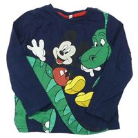 Tmavomodré tričko s Mickey a dinosaurom Disney