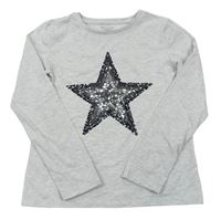 Svetlosivé melírované tričko s hvězdičkou z flitrů PRIMARK