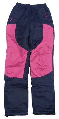 Tmavomodro/růžové šušťákové podšité nohavice