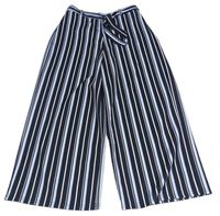 Čierno-modrošedo-biele pruhované culottes nohavice s opaskom New Look