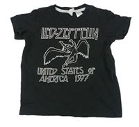 Černé tričko s křídly a nápisy - LED-ZEPPELIN H&M