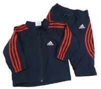 2Set - Tmavomodro-červená šusťáková sportovní bunda + kalhoty Adidas