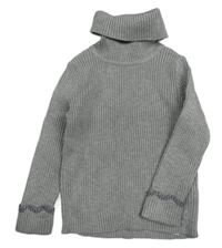 Sivý melírovaný rebrovaný svetrový rolák PRIMARK