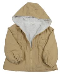 Béžová šušťáková zateplená parka s kapucňou SHEIN