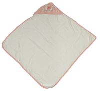 Bílo-světlerůžová froté zavinovací osuška s kapucí s labutí Bonjour Bébé