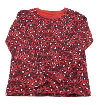 Červeno-tmavomodro/vínovo-bílé vzorované mikinotriko lupilu