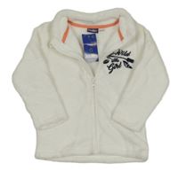 Nové - biela plyšová bunda s nápismi a šípom lupilu