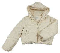 Smetanová prošívaná koženková zimní crop bunda s kapucí PRIMARK