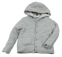 Šedý melírovaný zateplený oboustranná kabátek s kapucňou lupilu