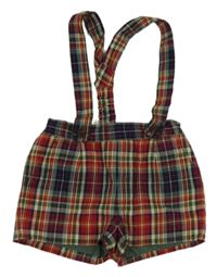 Kostkované chino plátěné podšité kraťasy s kšandami Tizzas