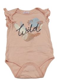 Svetloružové body s nápisom a lístečky a volánikmi so cute