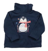 Tmavomodrá fleecová mikina s tučňáčkem C&A