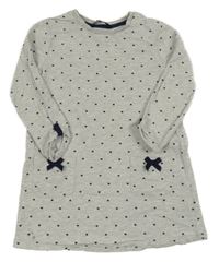 Svetlosivé melírované teplákové šaty so srdiečkami a mašličkami George