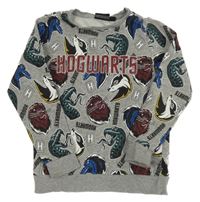 Sivá melírovaná mikina so zvířaty a nápisem - Harry Potter