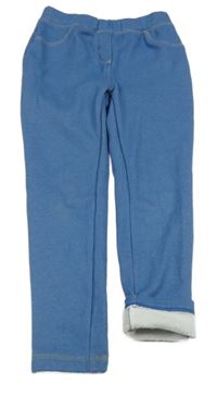 Modré zateplené tregíny riflového vzhledu 