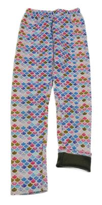 Barevné teplákové zateplené legíny se šupinkami