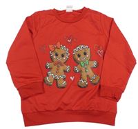 Červená mikina s perníčky a srdiečkami