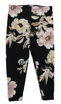 Čierne kvetované legíny SHEIN