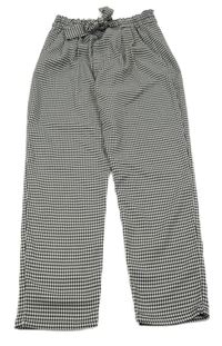 Černo-bílé vzorované paper bag kalhoty se zavazováním H&M