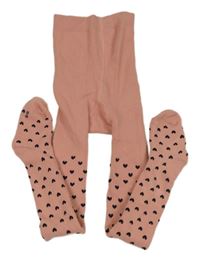 Svetloružové teplákové pančuchy so srdiečkami Topolino