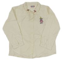 Smotanová menšestrová košeľová bunda s čarodějkou a houbičkami