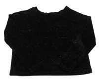 Čierna trblietavá zamatová crop mikina s vreckom Tu