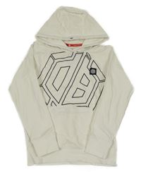 Bílá mikina s písmenky a nášivkou a kapsou a kapucí Daley Blind