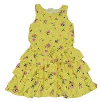 Žlté šaty s kvietkami a volánikmi H&M