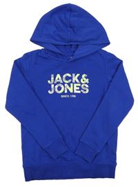 Safírová mikina s logem a kapucí JACK&JONES