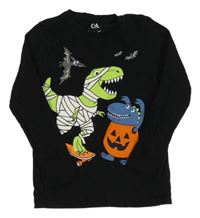Čierne tričko s dinosaurami C&A